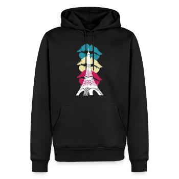 Tour Eiffel Baiser Paris France Français - Sweat à capuche Premium bio Homme - noir - Devant - Nico (187cm)