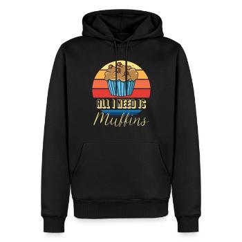 Muffin ich brauch nur Muffins süßes Gebäck - Männer Premium Bio Hoodie - Schwarz - Vorne - Nico (187cm)