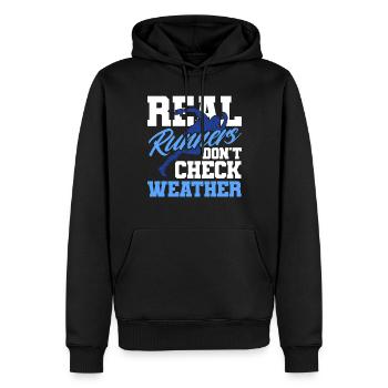Motivation Série Course à pied Marathon - Sweat à capuche Premium bio Homme - noir - Devant - Nico (187cm)