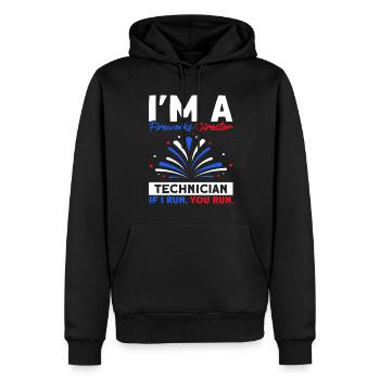 Drôle de feu d’artifice pyrotechnicien disant - Sweat à capuche Premium bio Homme - noir - Devant - Nico (187cm)