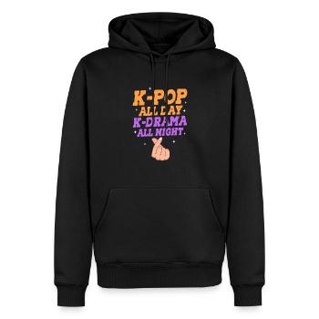 k-pop - Sweat à capuche Premium bio Homme - noir - Devant - Nico (187cm)
