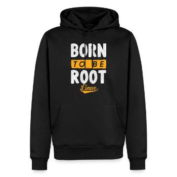 Linux né pour être Root Penguin Nerd Geek - Sweat à capuche Premium bio Homme - noir - Devant - Nico (187cm)