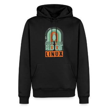 Né pour être Root Retro Linux Nerd Coding Geek - Sweat à capuche Premium bio Homme - noir - Devant - Nico (187cm)