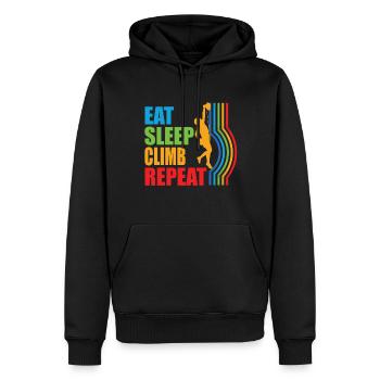 Eat Sleep Climb Repeat Bouldern Klettern - Männer Premium Bio Hoodie - Schwarz - Vorne - Nico (187cm)