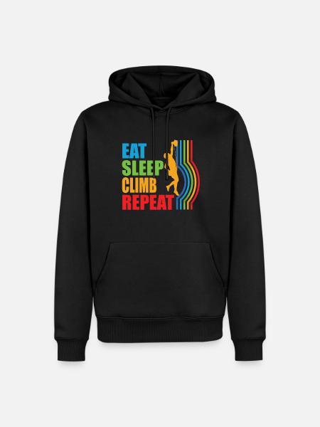 Eet slaapklim Herhaal boulderen klimmen - Mannen Premium Bio hoodie - zwart