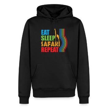 Manger Sleep Safari Répéter Afrique Girafe - Sweat à capuche Premium bio Homme - noir - Devant - Nico (187cm)