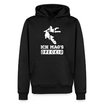 Ich mag es dreckig Motocross Bike Offroad - Männer Premium Bio Hoodie - Schwarz - Vorne - Nico (187cm)