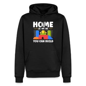 Zuhause Klemmbaustein Baustein - Männer Premium Bio Hoodie - Schwarz - Vorne - Nico (187cm)