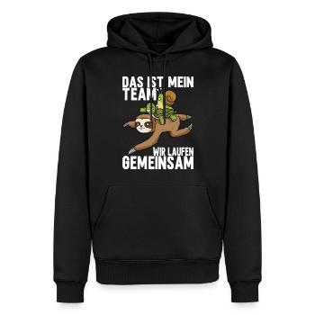 Joggen Sport Lustiger Spruch - Männer Premium Bio Hoodie - Schwarz - Vorne - Nico (187cm)