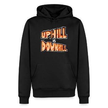 Uphill vs Downhill - was magst die lieber ? - Männer Premium Bio Hoodie - Schwarz - Vorne - Nico (187cm)