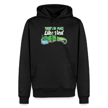 Kein Ort so schön wie das Bett - Dino schläft tief - Männer Premium Bio Hoodie - Schwarz - Vorne - Nico (187cm)