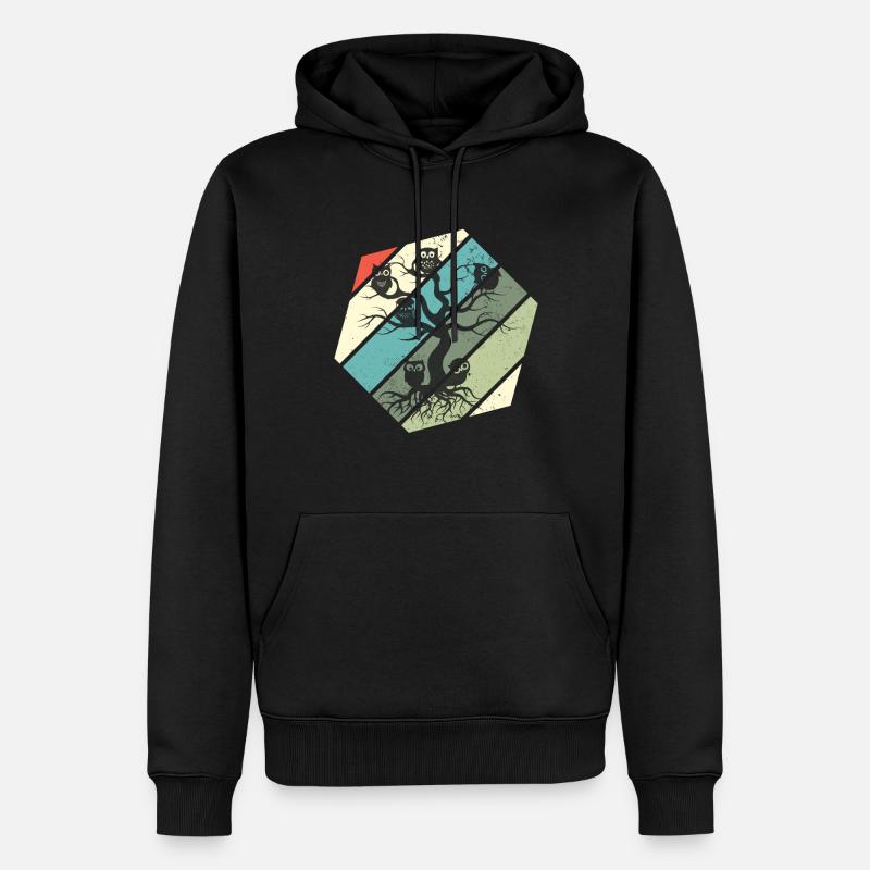 Eule Stammbaum Nachtaktiv Eulen - Männer Premium Bio Hoodie - Schwarz