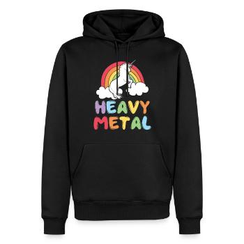 Unicorn Heavy Metal Unicorn Rainbow - Men’s Premium Organic Hoodie - black - Front - Nico (187cm)