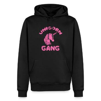 Unicorn Gang in Pink rosa Einhorn - Männer Premium Bio Hoodie - Schwarz - Vorne - Nico (187cm)