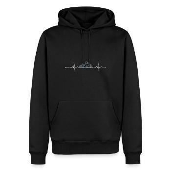 Motorrad Herzschlag Motocross Offroad Bike - Männer Premium Bio Hoodie - Schwarz - Vorne - Nico (187cm)