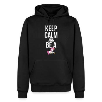 Einhorn Keep calm and be a Unicorn - Männer Premium Bio Hoodie - Schwarz - Vorne - Nico (187cm)