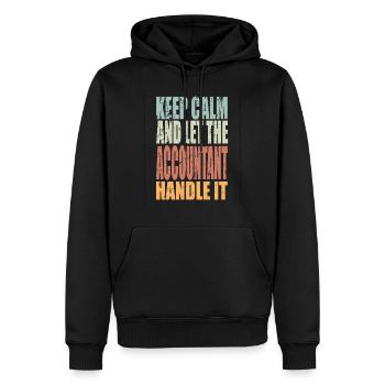 Gardez calme Comptable en disant un cadeau de comptable - Sweat à capuche Premium bio Homme - noir - Devant - Nico (187cm)