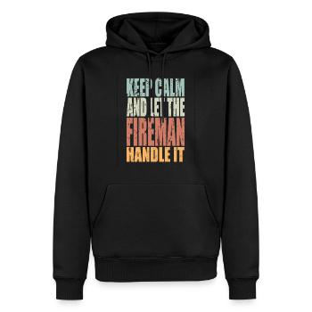 Garder calme Pompier disant pompier - Sweat à capuche Premium bio Homme - noir - Devant - Nico (187cm)
