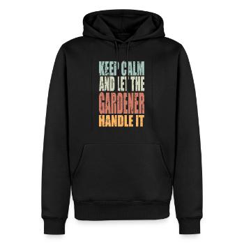 Gardez calme Jardinier disant Cadeau de jardinier - Sweat à capuche Premium bio Homme - noir - Devant - Nico (187cm)