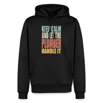 Restez calme Plombier disant plombier cadeau - Sweat à capuche Premium bio Homme - noir - Devant - Nico (187cm)