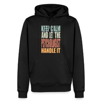 Restez calme Psychologue Disant Psychologue Cadeau - Sweat à capuche Premium bio Homme - noir - Devant - Nico (187cm)