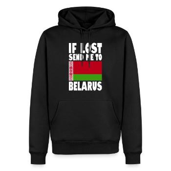 Belarus Flagge Spruch - Männer Premium Bio Hoodie - Schwarz - Vorne - Nico (187cm)