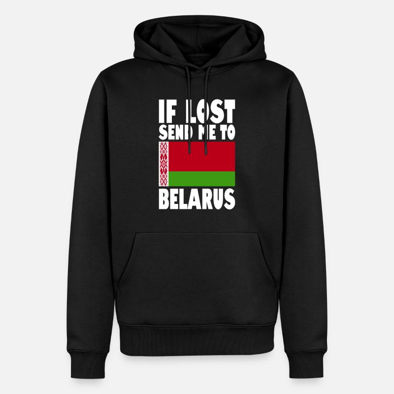 Belarus Flagge Spruch - Männer Premium Bio Hoodie - Schwarz