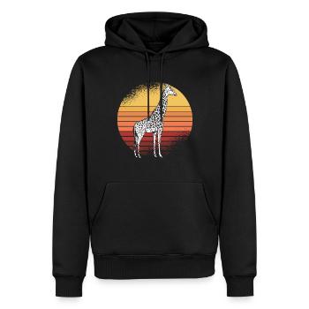 Girafe Retro Africa Savannah - Sweat à capuche Premium bio Homme - noir - Devant - Nico (187cm)