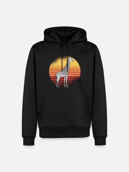 Giraffe Retro Afrika Savanne - Männer Premium Bio Hoodie - Schwarz