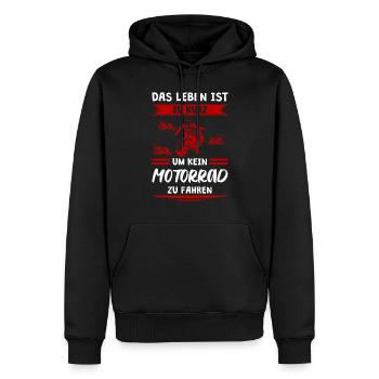 Leben Zu Kurz Motorradfahrer Motorrad Fahren Biker - Männer Premium Bio Hoodie - Schwarz - Vorne - Nico (187cm)