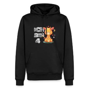 Giraffe 4 Geburtstag Safari Afrika Savanne - Männer Premium Bio Hoodie - Schwarz - Vorne - Nico (187cm)