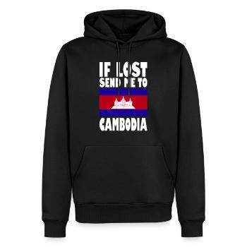 Drapeau du Cambodge Disant - Sweat à capuche Premium bio Homme - noir - Devant - Nico (187cm)