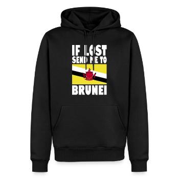 Drapeau du Brunei - Sweat à capuche Premium bio Homme - noir - Devant - Nico (187cm)