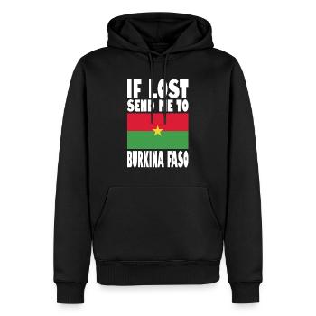 Slogan du drapeau du Burkina Faso - Sweat à capuche Premium bio Homme - noir - Devant - Nico (187cm)