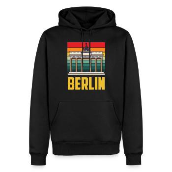 Berlin Porte de Brandebourg Rétro Allemand - Sweat à capuche Premium bio Homme - noir - Devant - Nico (187cm)