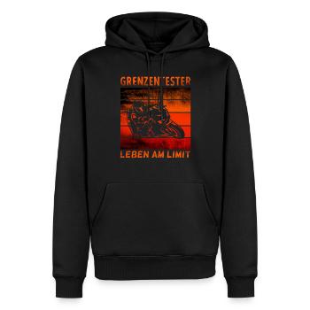 Grenzentester Leben Am Limit Motorradfahrer Biker - Männer Premium Bio Hoodie - Schwarz - Vorne - Nico (187cm)