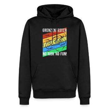 Grenzentester No Risk No Fun Motorradfahrer Biker - Männer Premium Bio Hoodie - Schwarz - Vorne - Nico (187cm)
