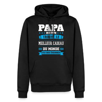 papa meilleur cadeau du monde c'est nous humour - Sweat à capuche Premium bio Homme - noir - Devant - Nico (187cm)