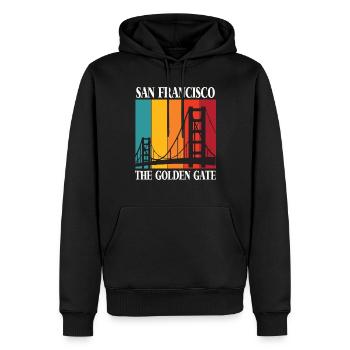 San Francisco Golden Gate Bridge Californie - Sweat à capuche Premium bio Homme - noir - Devant - Nico (187cm)
