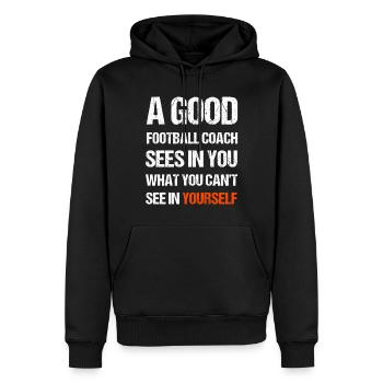 Un bon entraîneur de football - Sweat à capuche Premium bio Homme - noir - Devant - Nico (187cm)