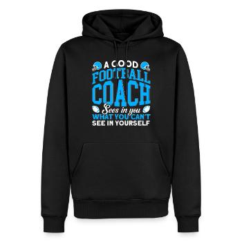 Un bon entraîneur de football - Sweat à capuche Premium bio Homme - noir - Devant - Nico (187cm)