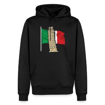 Drapeau de l’Italie avec tour penchée de Pise - Sweat à capuche Premium bio Homme - noir - Devant - Nico (187cm)