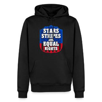 Sterne, Streifen und Gleichberechtigung - Männer Premium Bio Hoodie - Schwarz - Vorne - Nico (187cm)