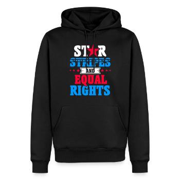 Sterne, Streifen und Gleichberechtigung - Männer Premium Bio Hoodie - Schwarz - Vorne - Nico (187cm)