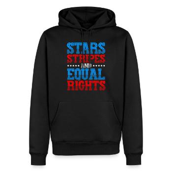Sterne, Streifen und Gleichberechtigung - Männer Premium Bio Hoodie - Schwarz - Vorne - Nico (187cm)