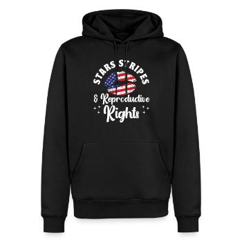 Stars Stripes & Reproduktive Rechte - Männer Premium Bio Hoodie - Schwarz - Vorne - Nico (187cm)