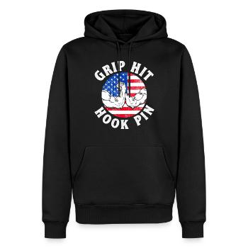Grip Hit Hook Pin Armdrücken - Männer Premium Bio Hoodie - Schwarz - Vorne - Nico (187cm)