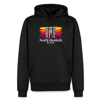 Place Charles de Gaulle Paris France - Sweat à capuche Premium bio Homme - noir - Devant - Nico (187cm)