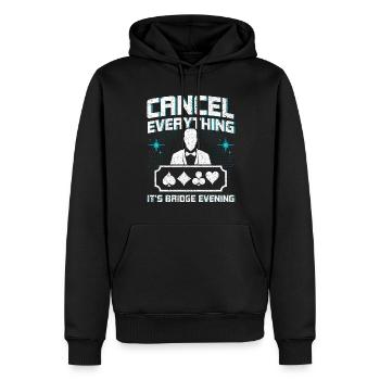 Annulez tout, c’est la soirée du pont - Sweat à capuche Premium bio Homme - noir - Devant - Nico (187cm)
