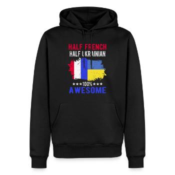 Halb Franzose Halb Ukrainer - Männer Premium Bio Hoodie - Schwarz - Vorne - Nico (187cm)